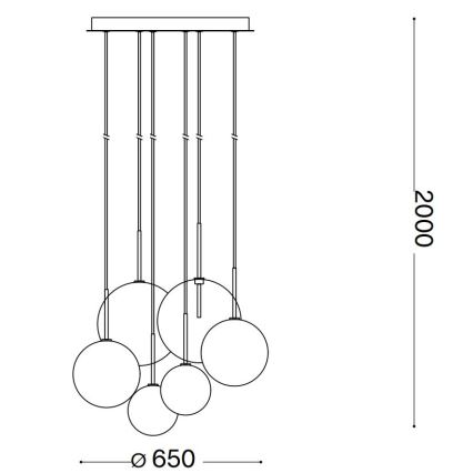 Ideal Lux - Lámpara LED colgante EQUINOXE 6xG4/2W/230V diá. 65 cm latón/transparente