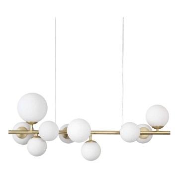 Ideal Lux - Lámpara LED colgante PERLAGE 10xG9/3W/230V 81 cm dorado/blanco