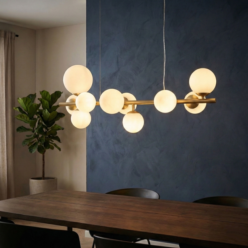 Ideal Lux - Lámpara LED colgante PERLAGE 10xG9/3W/230V 81 cm dorado/blanco