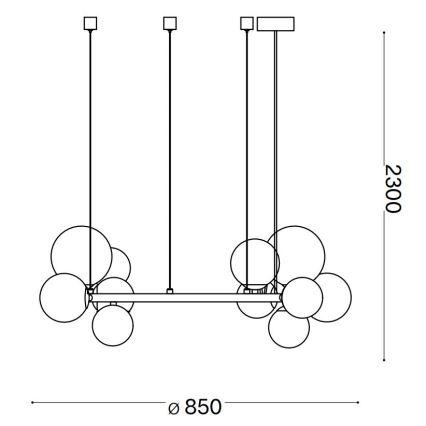 Ideal Lux - Lámpara colgante LED con cable PERLAGE 14xG9/3W/230V diámetro 85 cm dorado/beige ahumado