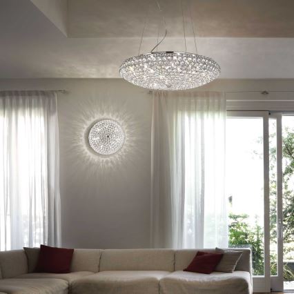 Ideal Lux - Lámpara LED de cristal colgante KING 12xG9/3W/230V diá. 65 cm cromo brillante