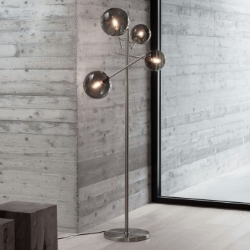 Ideal Lux - Lámpara LED de pie EQUINOXE 4xG4/2W/230V cromo brillante/ahumado
