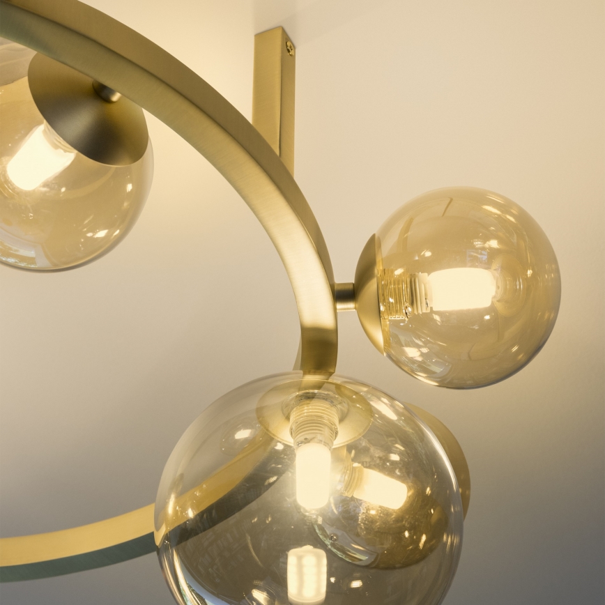 Ideal Lux - Lámpara de techo LED de superficie PERLAGE 10xG9/3W/230V Ø 70 cm dorado/beige ahumado