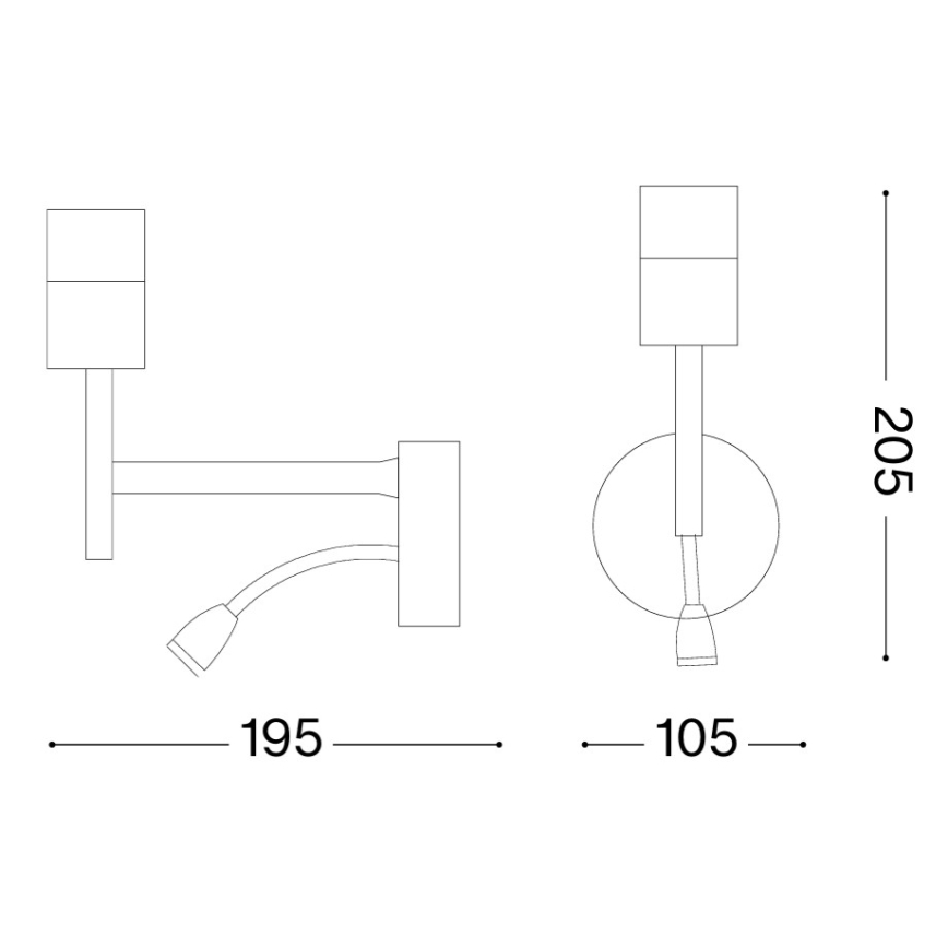 Ideal Lux - Lámpara LED flexible con soporte SET 1xE27/42W + LED/3W/230V CRI 90 USB dorado