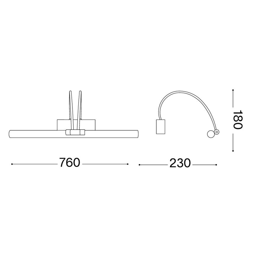 Ideal Lux - Lámpara LED para cuadros BOW LED/8W/230V 76 cm IRC 90 latón