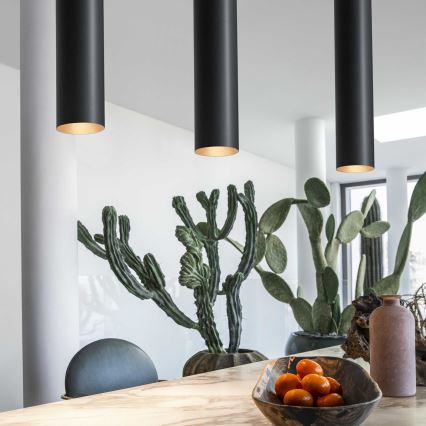 Ideal Lux - Lámpara LED suspendida en cable LOOK 1xGU10/7W/230V CRI 90 diám. 6 cm negra
