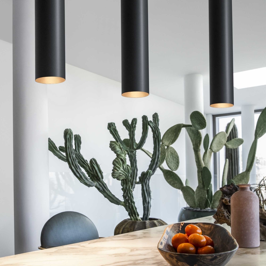 Ideal Lux - Lámpara LED suspendida en cable LOOK 1xGU10/7W/230V CRI 90 diám. 6 cm negra
