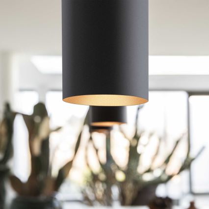 Ideal Lux - Lámpara LED suspendida en cable LOOK 1xGU10/7W/230V CRI 90 diám. 6 cm negra