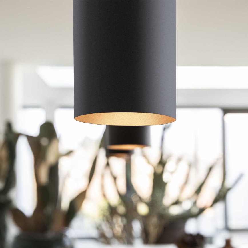 Ideal Lux - Lámpara LED suspendida en cable LOOK 1xGU10/7W/230V CRI 90 diám. 6 cm negra