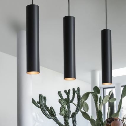 Ideal Lux - Lámpara LED suspendida en cable LOOK 1xGU10/7W/230V CRI 90 diám. 6 cm negra