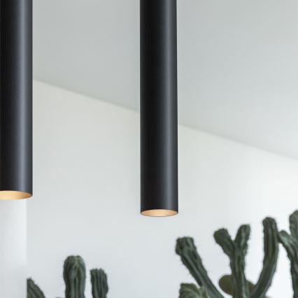 Ideal Lux - Lámpara LED suspendida en cable LOOK 1xGU10/7W/230V CRI 90 diám. 6 cm negra