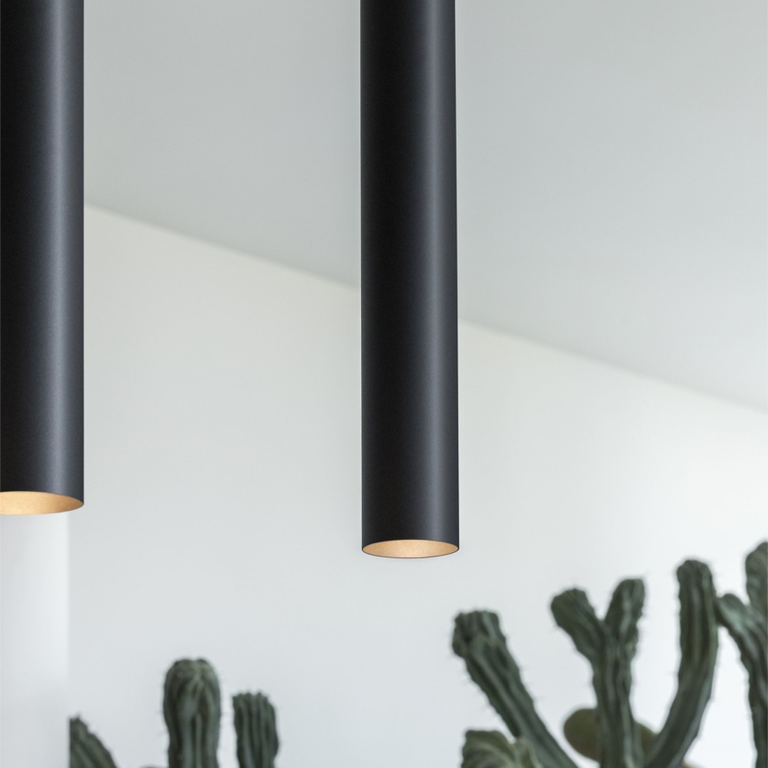 Ideal Lux - Lámpara LED suspendida en cable LOOK 1xGU10/7W/230V CRI 90 diám. 6 cm negra
