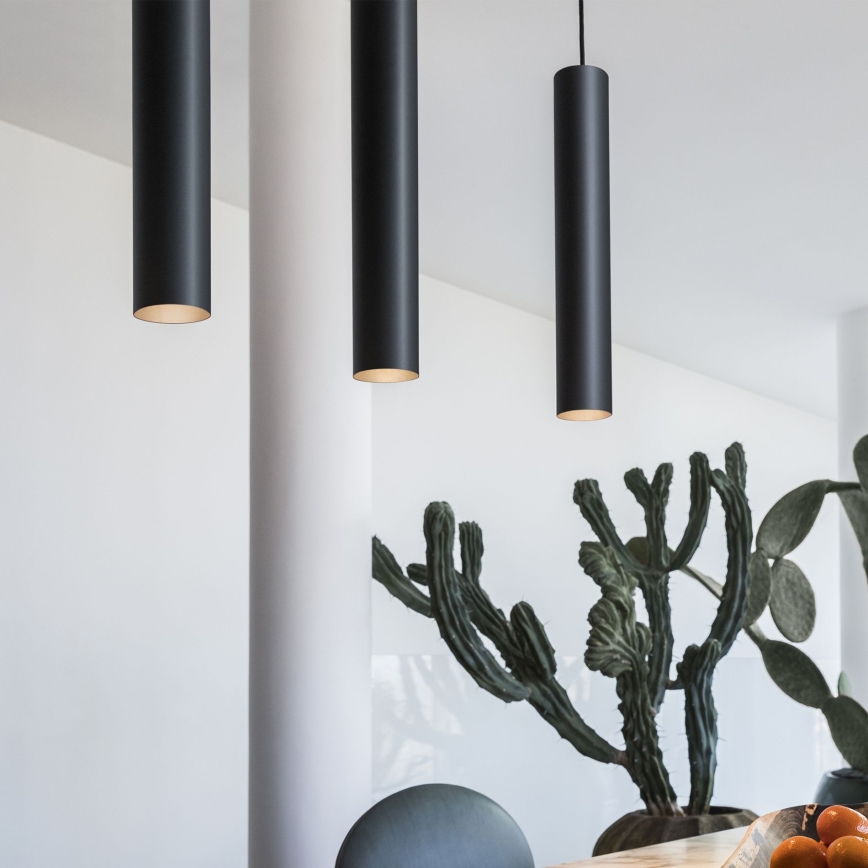 Ideal Lux - Lámpara LED suspendida en cable LOOK 1xGU10/7W/230V CRI 90 diám. 6 cm negra