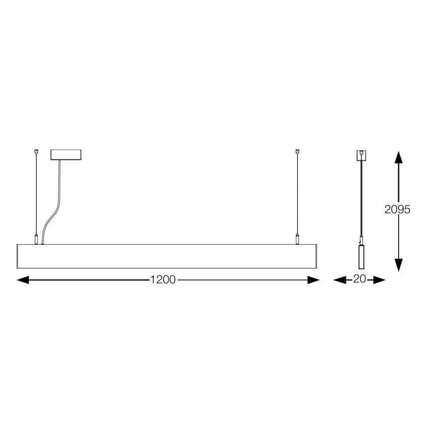 Ideal Lux - Lámpara LED suspendida en cable STEEL LED/29W/230V 3000K CRI 90 120 cm blanca