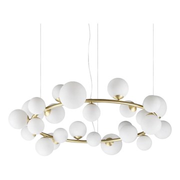 Ideal Lux - Lámpara LED suspendida por cable PERLAGE 25xG9/3W/230V 110 cm dorada/blanca