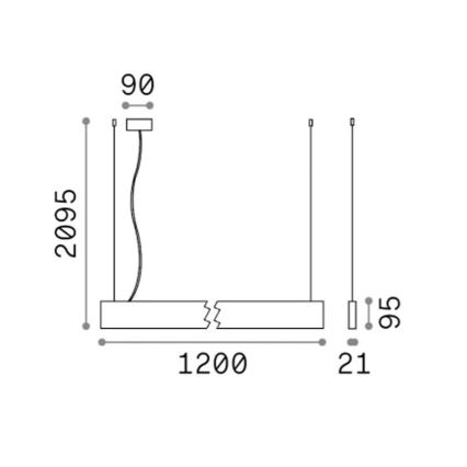 Ideal Lux - Lámpara LED suspendida por cable STEEL LED/29W/230V 4000K CRI 90 120 cm negra