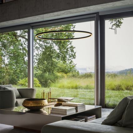 Ideal Lux - Lámpara LED suspendida con cable ORACLE LED/83W/230V 3000K IRC 90, diámetro 150 cm, negra
