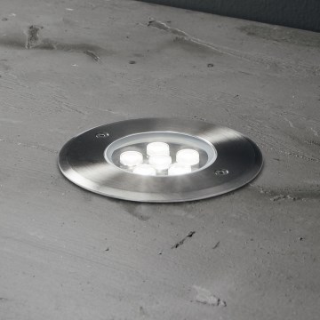 Ideal Lux - LED Lámpara empotrable de suelo FLOOR LED/6W/230V diá. 12 cm CRI 90 IP67 cromo brillante