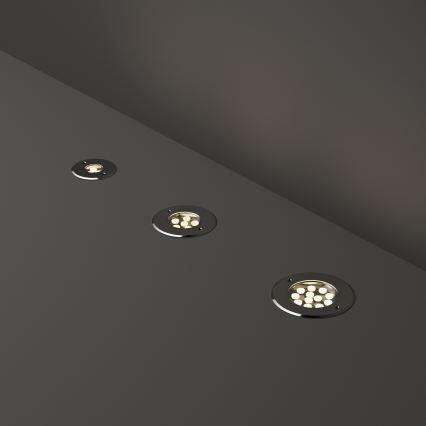 Ideal Lux - LED Lámpara empotrable de suelo FLOOR LED/6W/230V diá. 12 cm CRI 90 IP67 cromo brillante