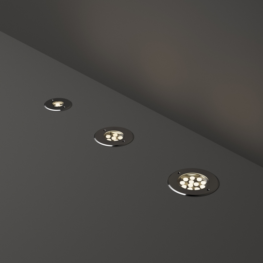 Ideal Lux - LED Lámpara empotrable de suelo FLOOR LED/6W/230V diá. 12 cm CRI 90 IP67 cromo brillante