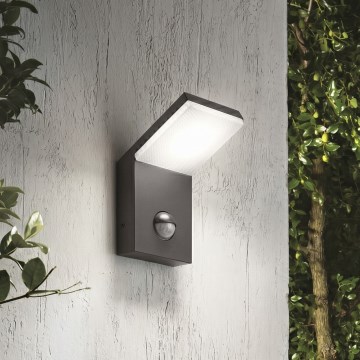 Ideal Lux - Luminaria exterior LED con sensor STYLE LED/9W/230V 4000K CRI 90 IP54 antracita