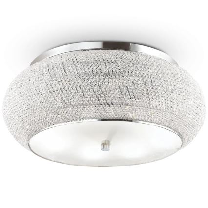 Ideal Lux - Plafón de cristal PASHA 14xE14/40W/230V diá. 65 cromo brillante