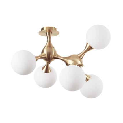 Ideal Lux - Plafón de montaje en superficie NODI 5xE14/28W/230V 50x55 cm latón/blanco