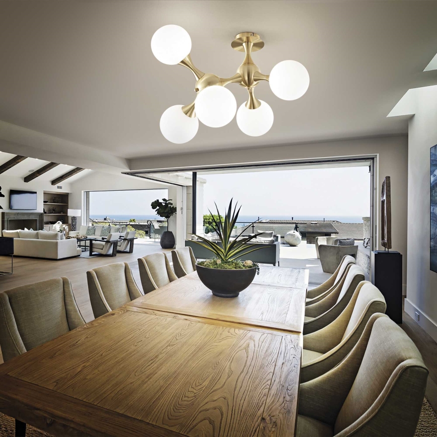 Ideal Lux - Plafón de montaje en superficie NODI 5xE14/28W/230V 50x55 cm latón/blanco
