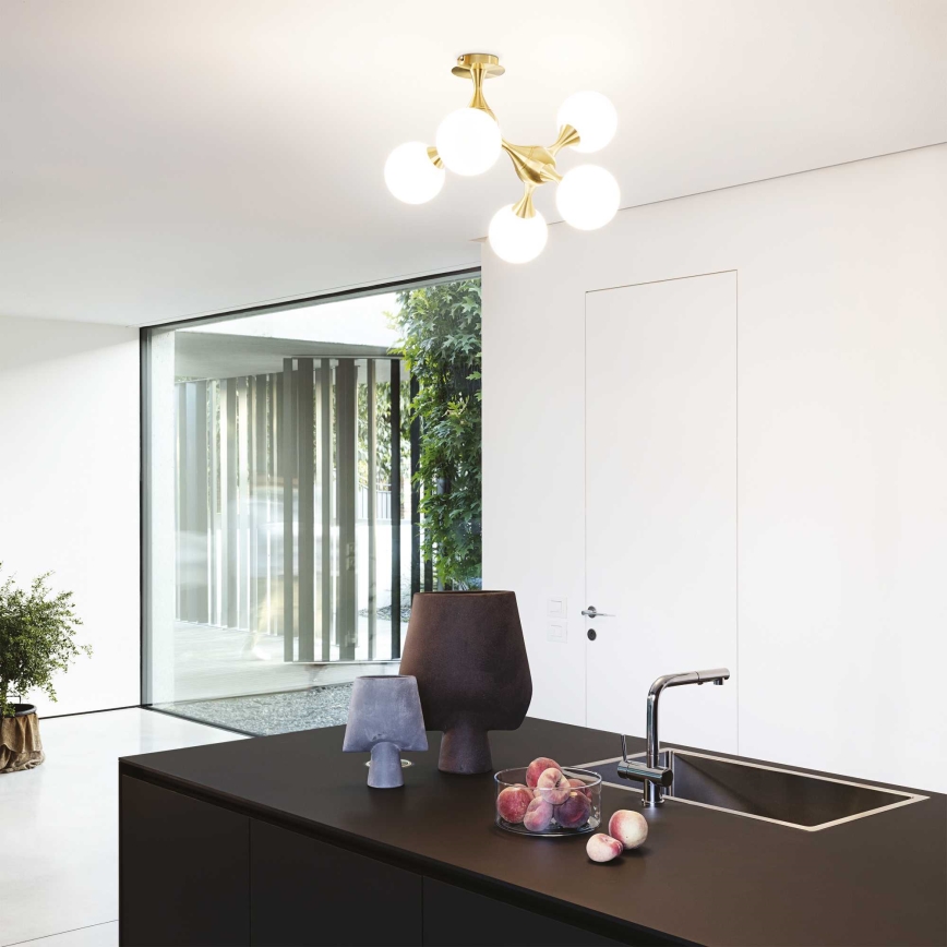 Ideal Lux - Plafón de montaje en superficie NODI 5xE14/28W/230V 50x55 cm latón/blanco
