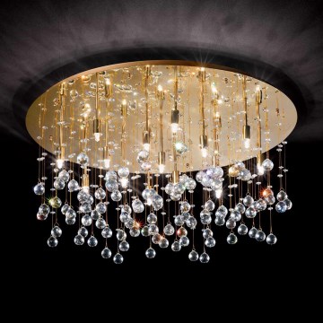 Ideal Lux - Plafón LED de cristal MOONLIGHT 15xG9/3W/230V diá. 80 cm dorado