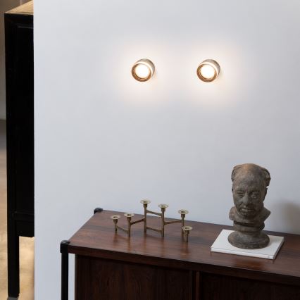 Ideal Lux - Plafón LED para baño LOLLY 1xGX53/9W/230V Ø 10,5 cm IP44 dorado/beige ahumado