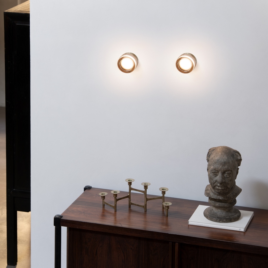 Ideal Lux - Plafón LED para baño LOLLY 1xGX53/9W/230V Ø 10,5 cm IP44 dorado/beige ahumado