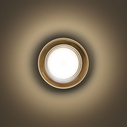 Ideal Lux - Plafón LED para baño LOLLY 1xGX53/9W/230V Ø 10,5 cm IP44 dorado/beige ahumado