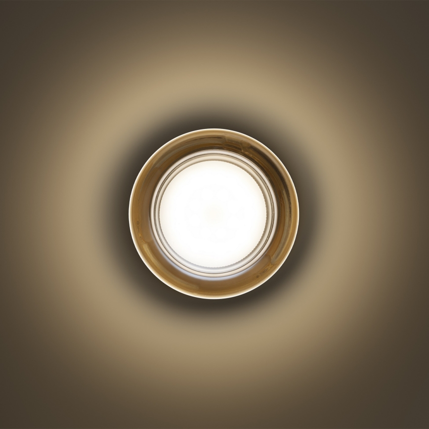 Ideal Lux - Plafón LED para baño LOLLY 1xGX53/9W/230V Ø 10,5 cm IP44 dorado/beige ahumado