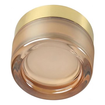 Ideal Lux - Plafón LED para baño LOLLY 1xGX53/9W/230V Ø 10,5 cm IP44 dorado/beige ahumado