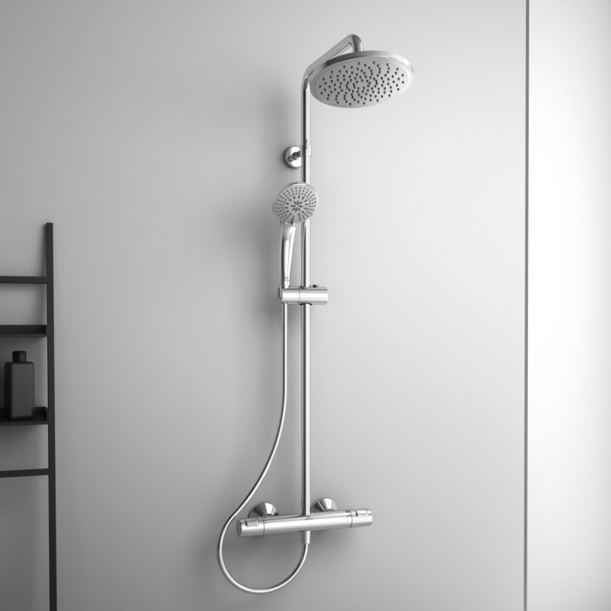 Ideal Standard A7208AA - Set de ducha con mezclador termostático CERATHERM T25, cromo brillante