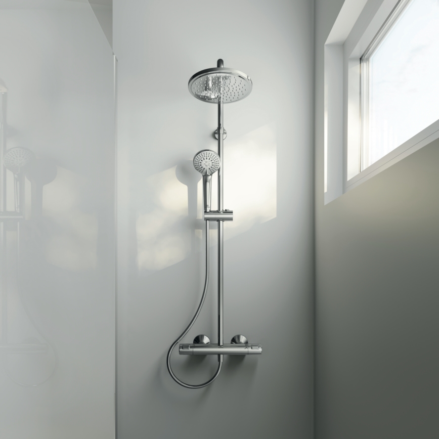 Ideal Standard A7208AA - Set de ducha con mezclador termostático CERATHERM T25, cromo brillante