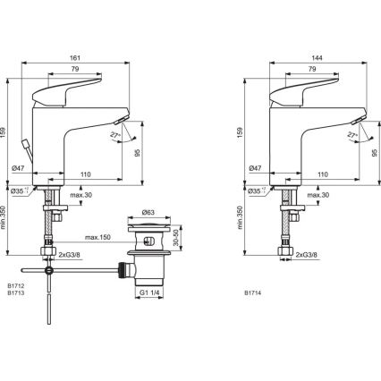 Ideal Standard B1713AA - Grifo para lavabo CERAFLEX 15,9 cm cromo brillante