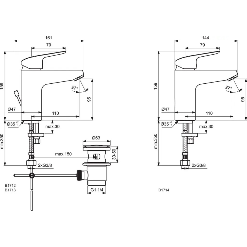 Ideal Standard B1713AA - Grifo para lavabo CERAFLEX 15,9 cm cromo brillante