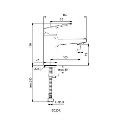 Ideal Standard BD209AA - Grifo monomando para lavabo CERAPLAN 14,6 cm cromo brillante