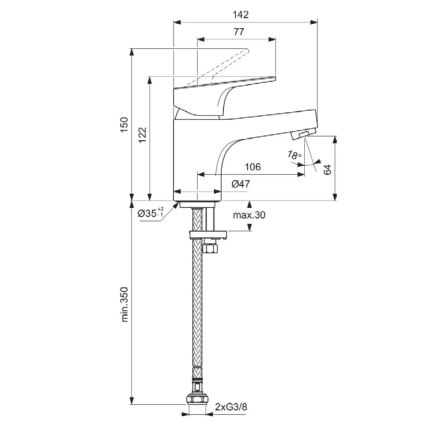 Ideal Standard BD391AA - Grifo para lavabo CERABA 12,2 cm cromo brillante