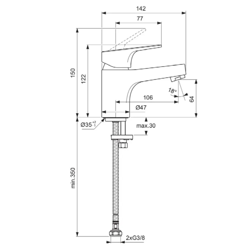 Ideal Standard BD391AA - Grifo para lavabo CERABA 12,2 cm cromo brillante