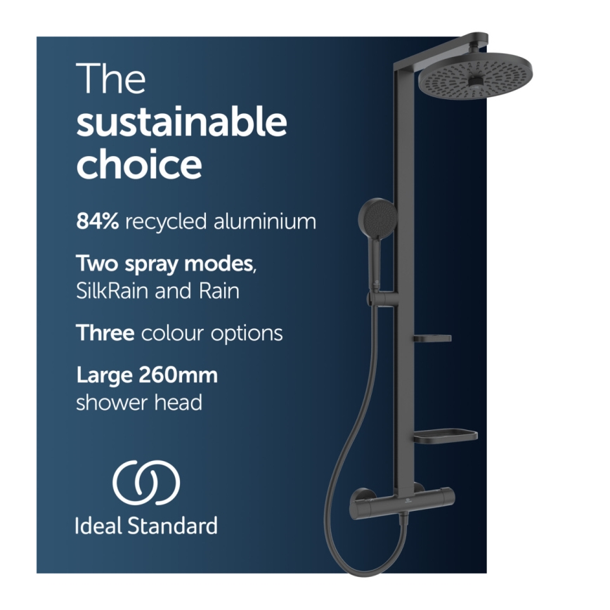 Ideal Standard BD583XG - Juego de ducha con grifería CERATHERM ALU+ negro mate