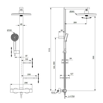 Ideal Standard BD583XG - Juego de ducha con grifería CERATHERM ALU+ negro mate