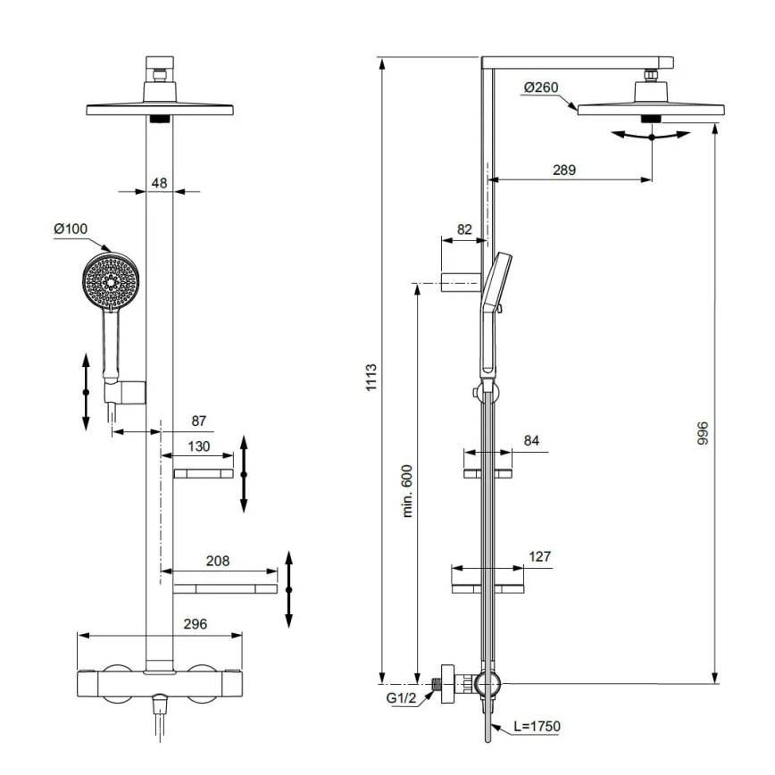Ideal Standard BD583XG - Juego de ducha con grifería CERATHERM ALU+ negro mate