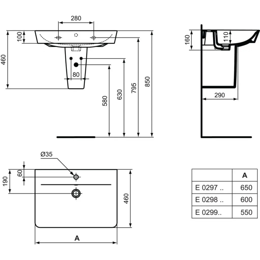 Ideal Standard E029801 - Lavabo suspendido CONNECT AIR 60x46 cm cerámica/blanco