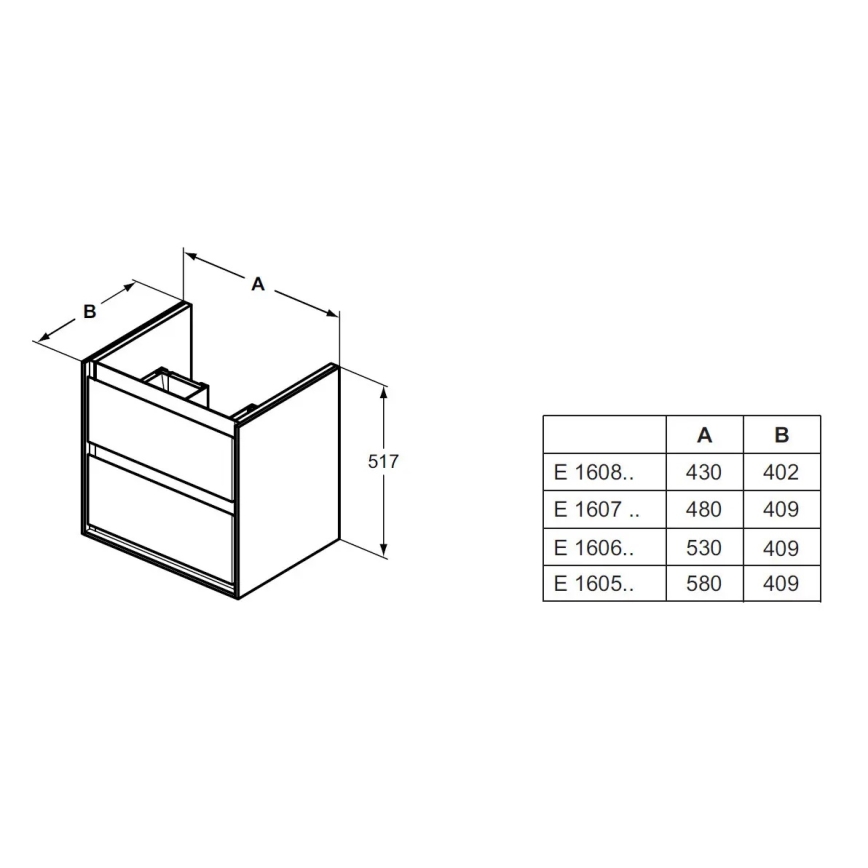 Ideal Standard E1606B2 - Mueble bajo lavabo CONNECT AIR 53x40,9 cm blanco