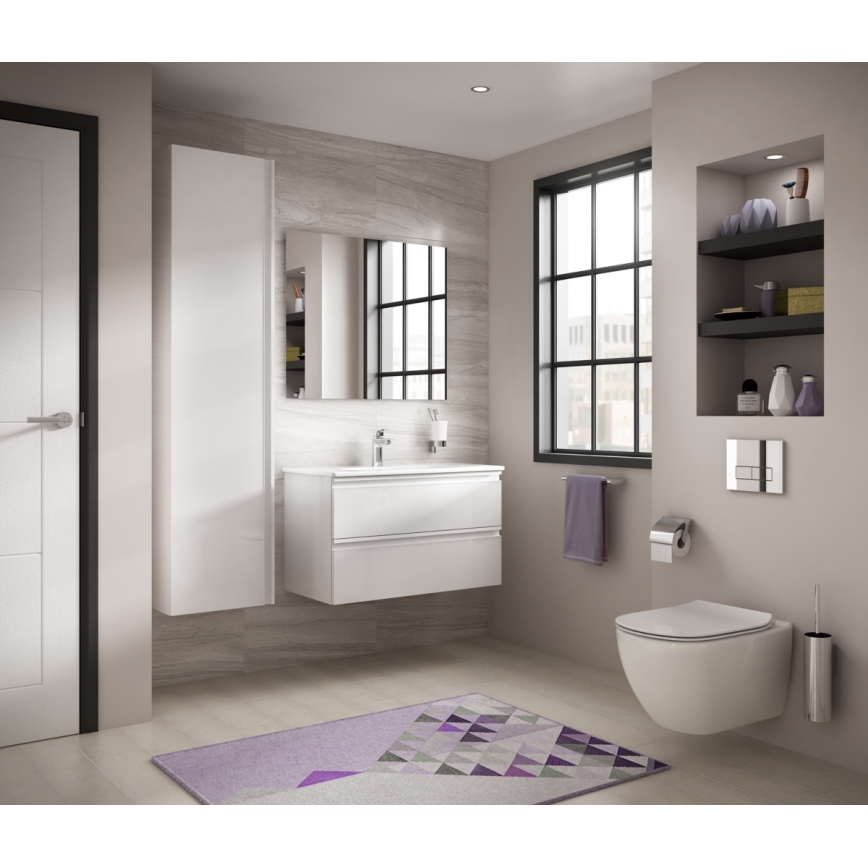 Ideal Standard T354601 - Inodoro suspendido TESI con asiento de cierre amortiguado, cerámica/blanco
