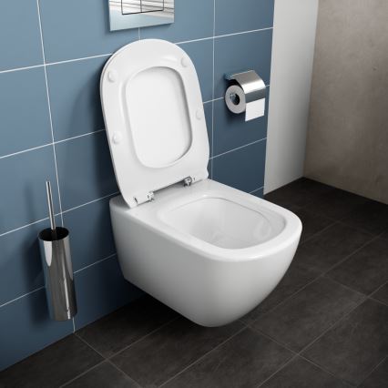 Ideal Standard T354601 - Inodoro suspendido TESI con asiento de cierre amortiguado, cerámica/blanco