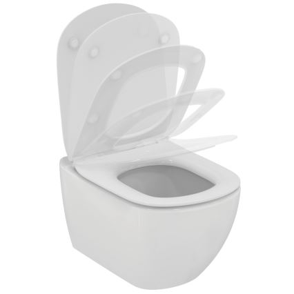 Ideal Standard T354601 - Inodoro suspendido TESI con asiento de cierre amortiguado, cerámica/blanco